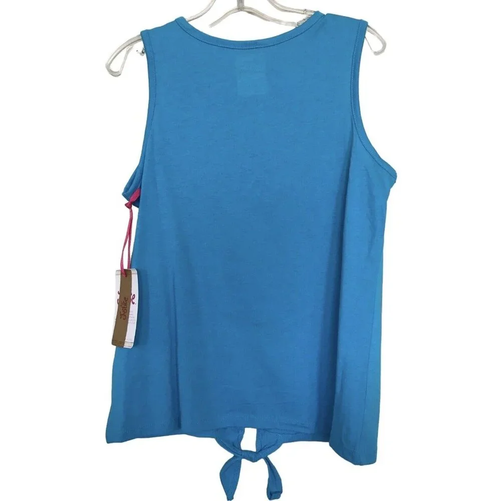 Justice Tank Top Girls Size Large‎ L 12/14 Blue Rainbow Glitter